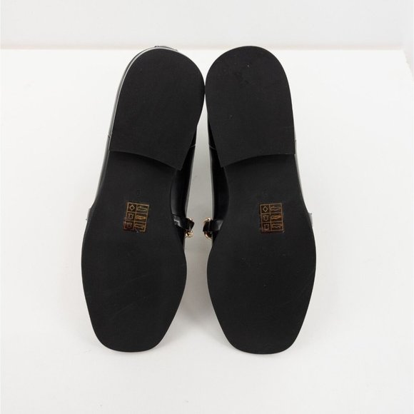 JEFFREY CAMPBELL Emrys Black Chelsea Boot Patent Leather Booties Gold Chain - Picture 7 of 8